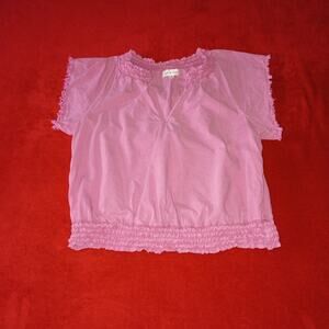 Cloth & Stone Anthropologie Women Cropped Top Women Sz M Pink BarbieCore Boho